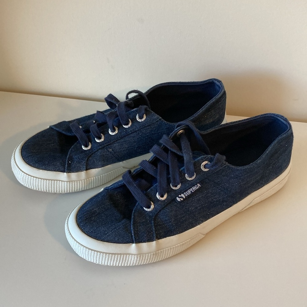 Superga S00C1X0 Blue Low Top Sneaker Shoes USA Size Men's 6 Women's 7.5 EUC